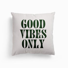 Good Vibes Only Groovy Black And White Canvas Cushion