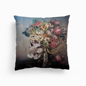 Flower Skull Canvas Cushion