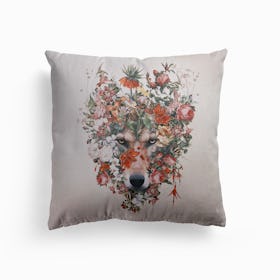 Flower Wolf Canvas Cushion