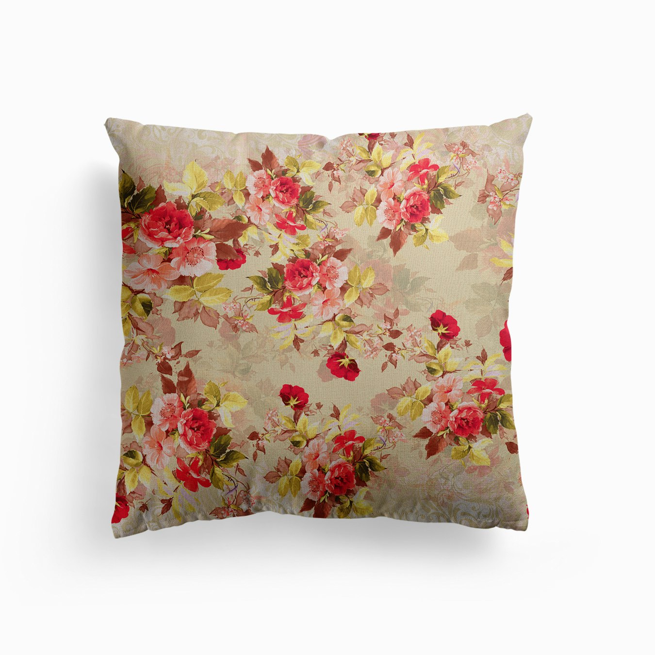 Roses Red Canvas Cushion by Riza Peker
