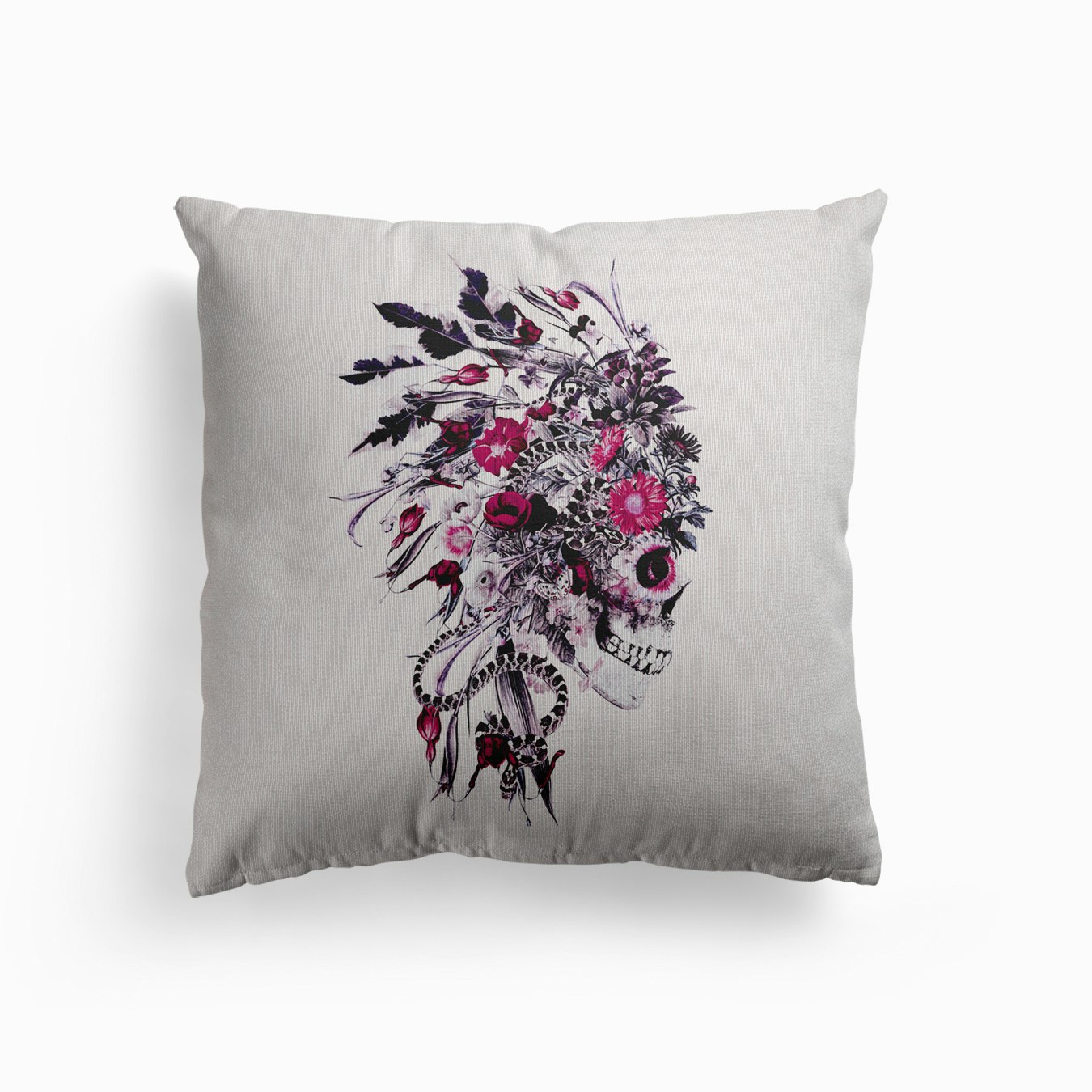 Skull Chief Canvas Cushion by Riza Peker