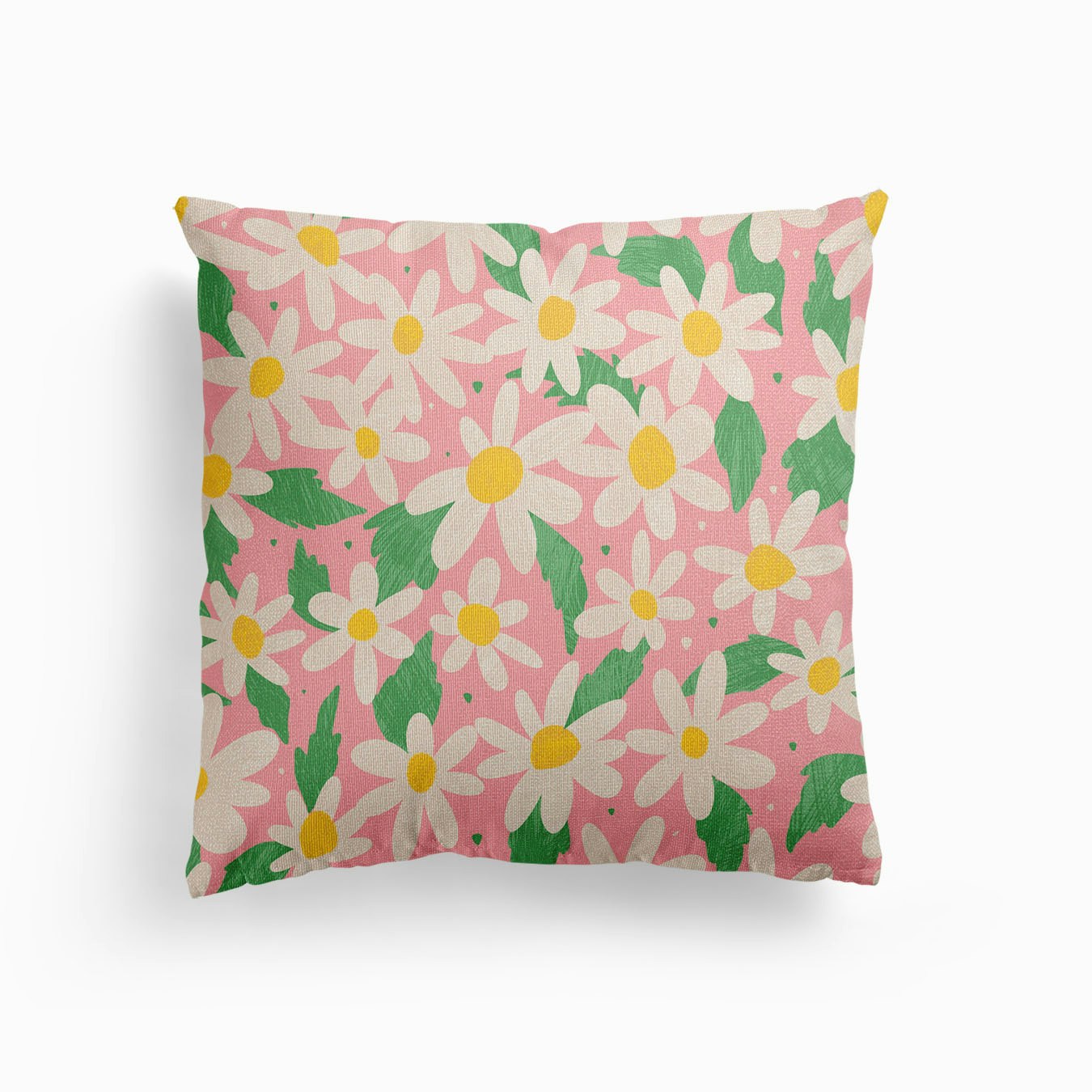 Pink Daisy Pattern Canvas Coussin