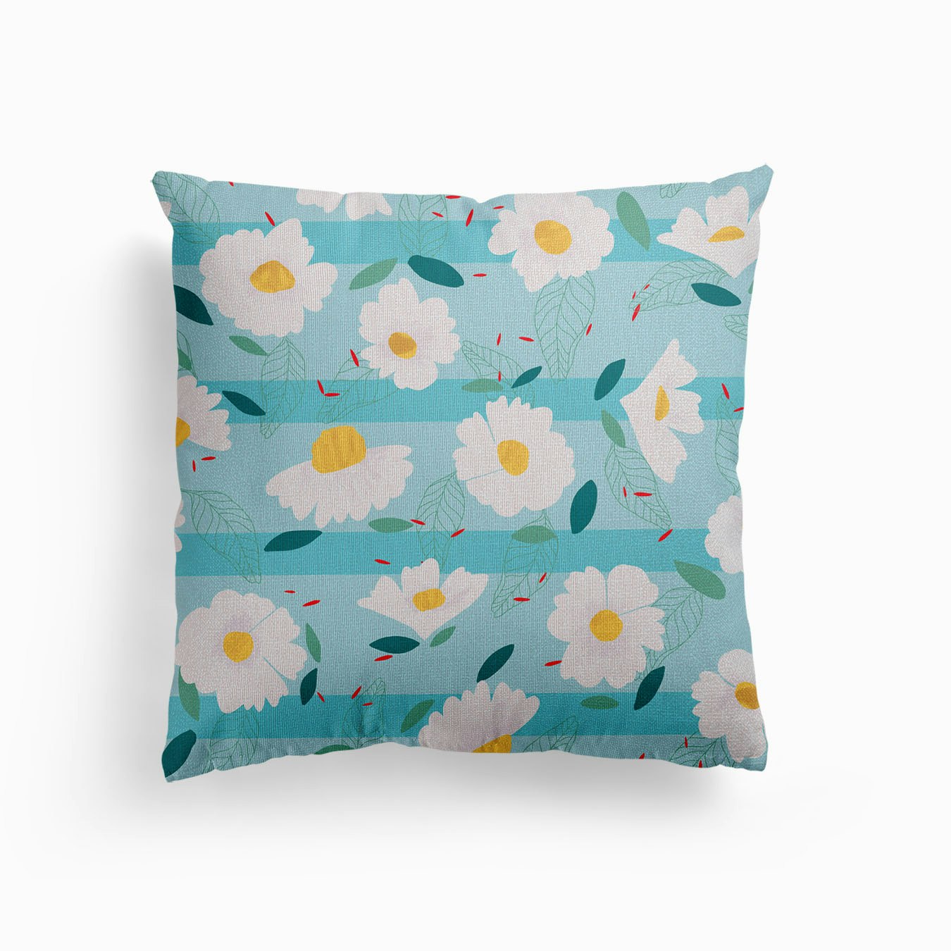 Blue Cool Daisy Canvas Cushion by Guncha Kumar