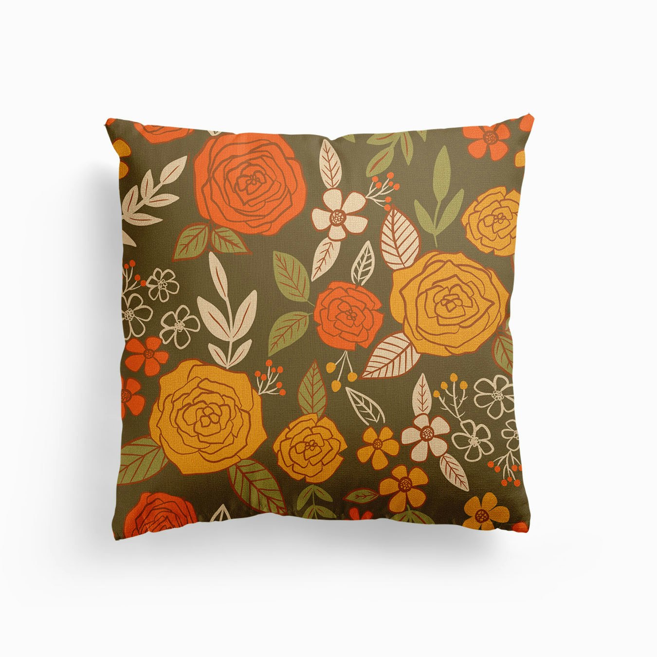 Retro Botanicals Canvas Cushion by Guncha Kumar