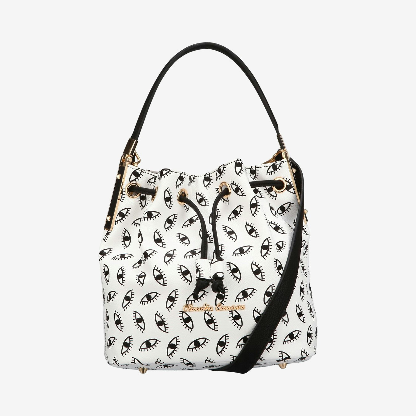 Lou Lou Drawstring Bucket / Shoulder Bag - Eyes by Claudia canova
