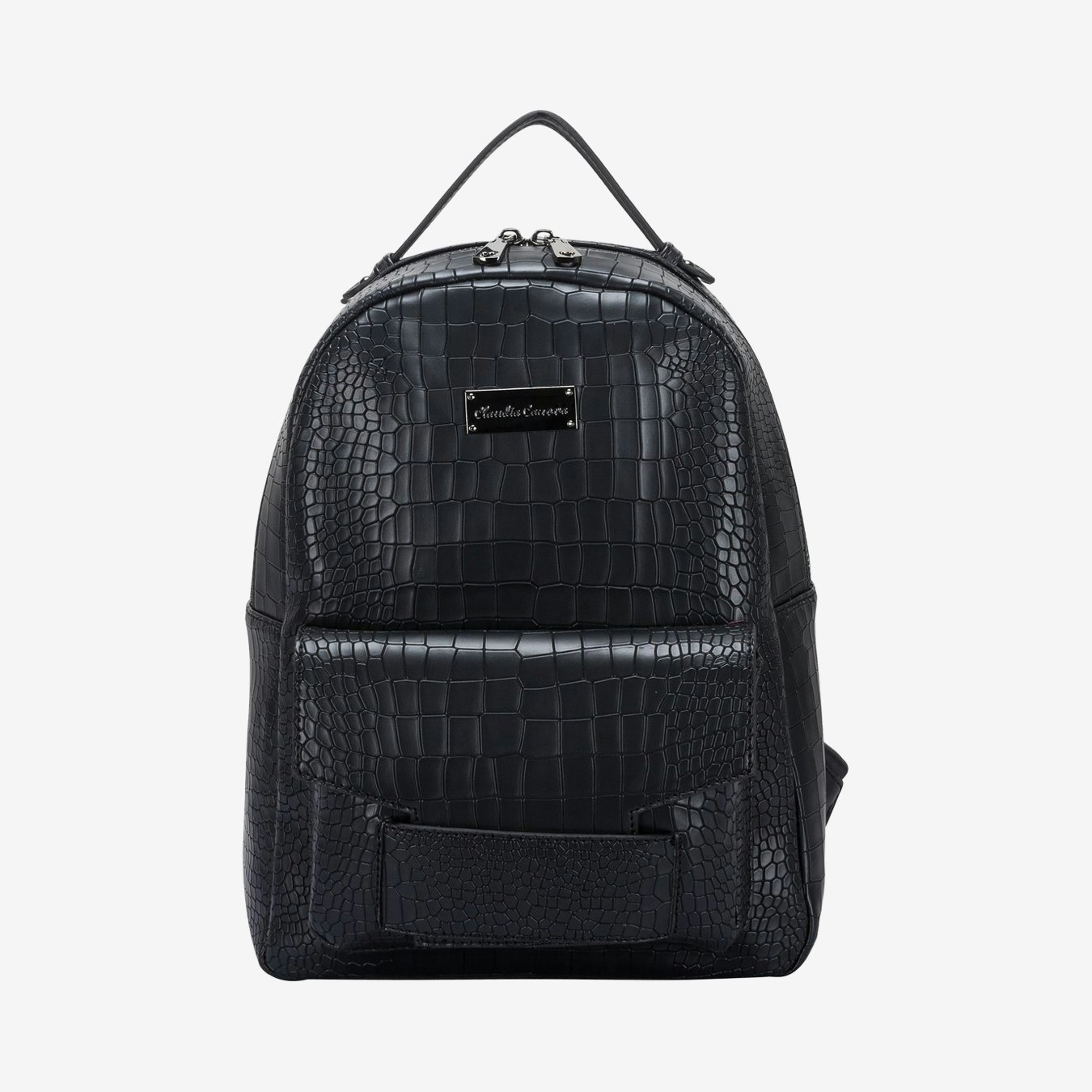 Adela Backpack - Black - Croc Print by Claudia canova