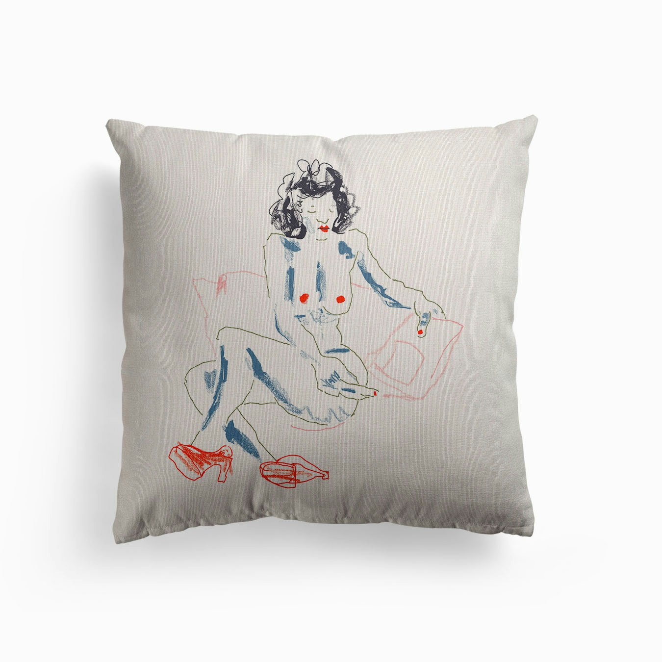 Girl With A Magazine Light Canvas Cuscino