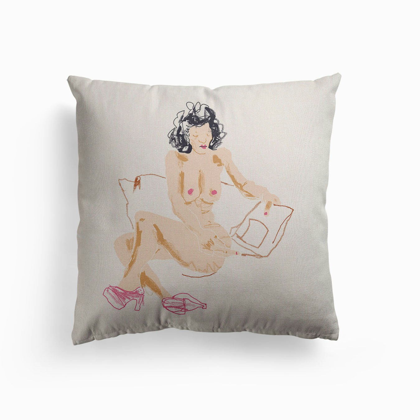Girl With A Magazine Canvas Cojín