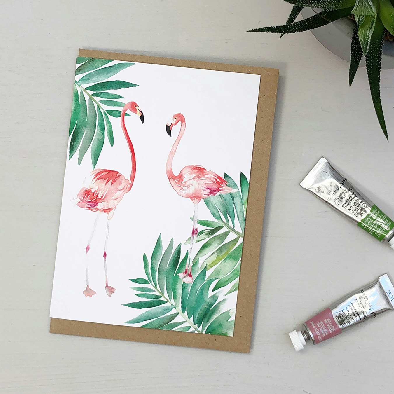 Flamingos Greeting Card by Katie Hipwell