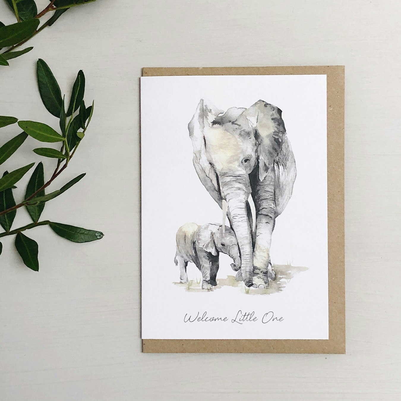 Elephants New Baby Greeting Card by Katie Hipwell