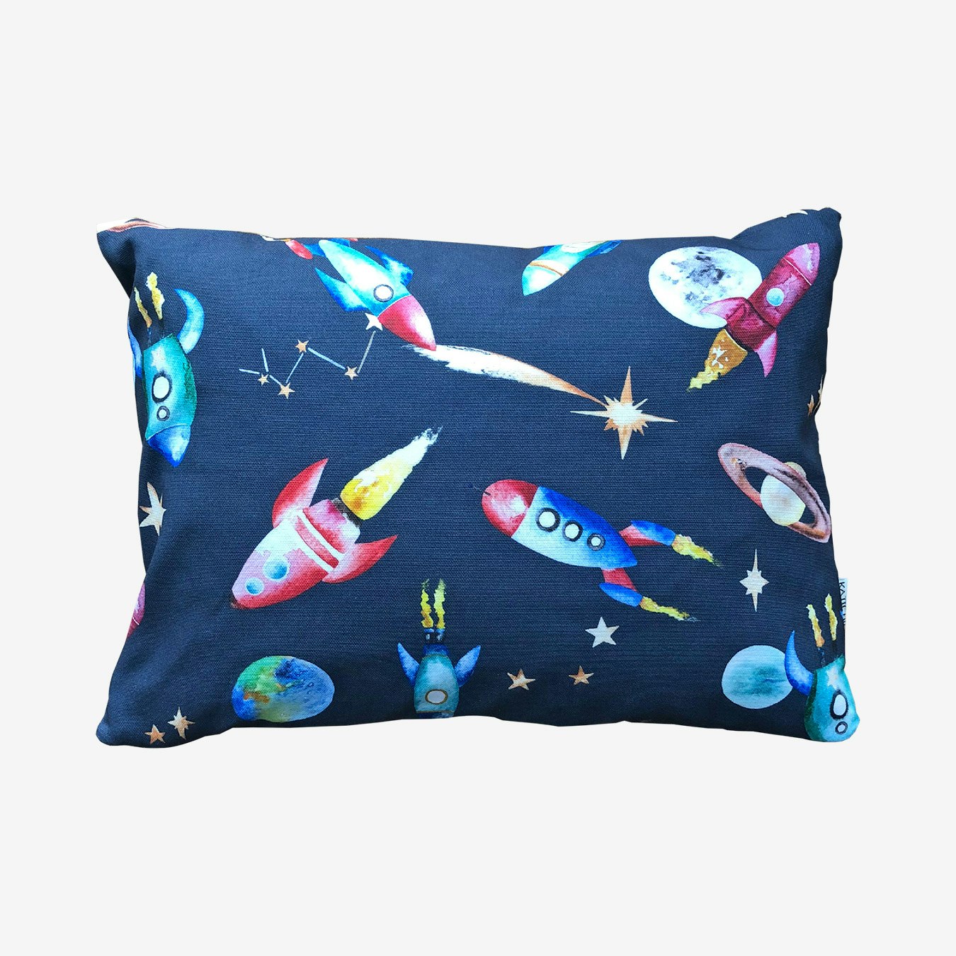 Rockets Small Rectangular Cushion by Katie Hipwell