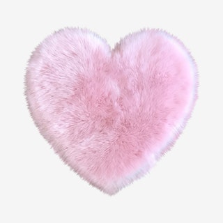 Heart Area Rug - Pink - Faux Sheepskin - Machine Washable