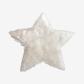 Star Area Rug - White - Faux Sheepskin - Machine Washable