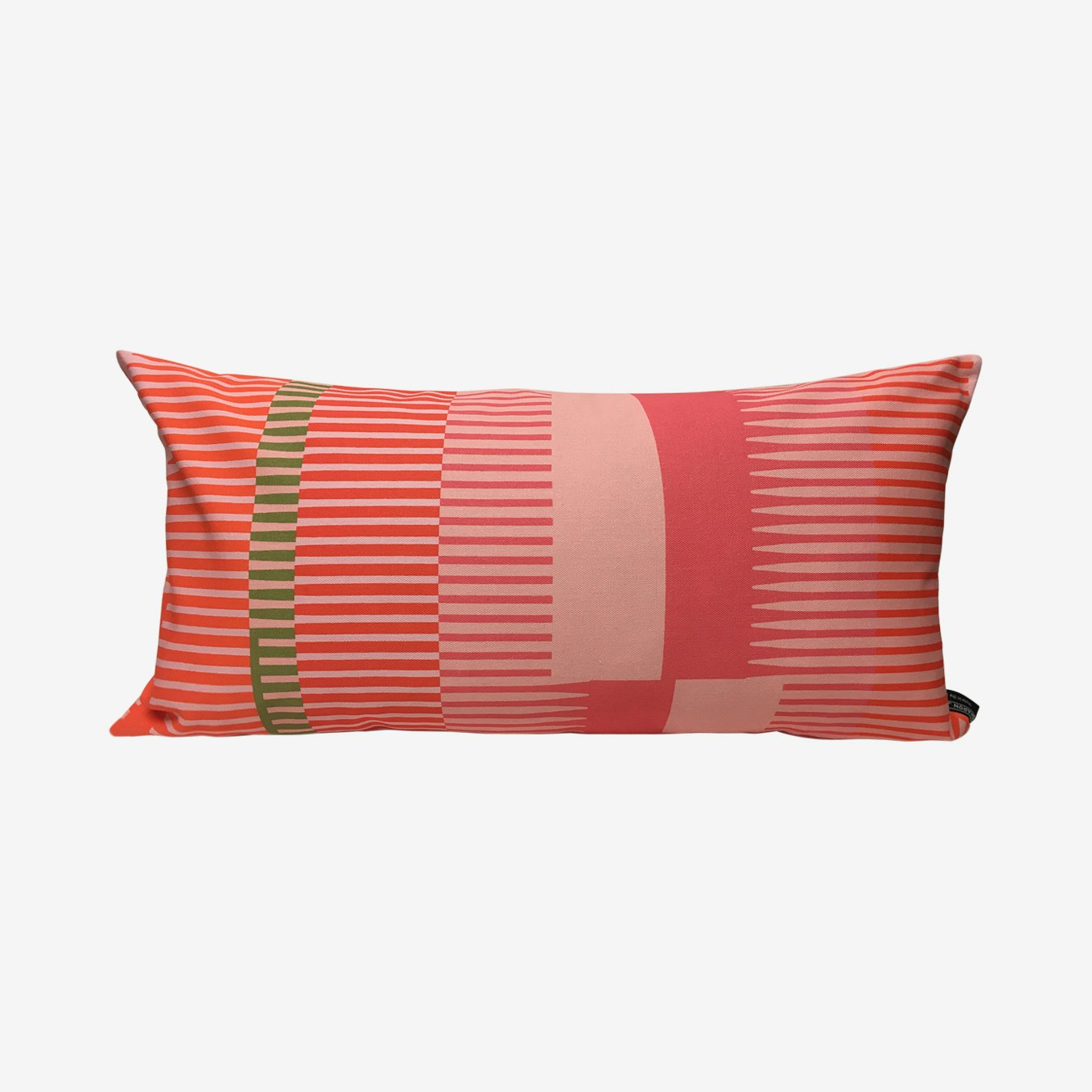 Combed Stripe Oblong Cushion - Rose / Orange / Blush by Sharon Jane Interiors