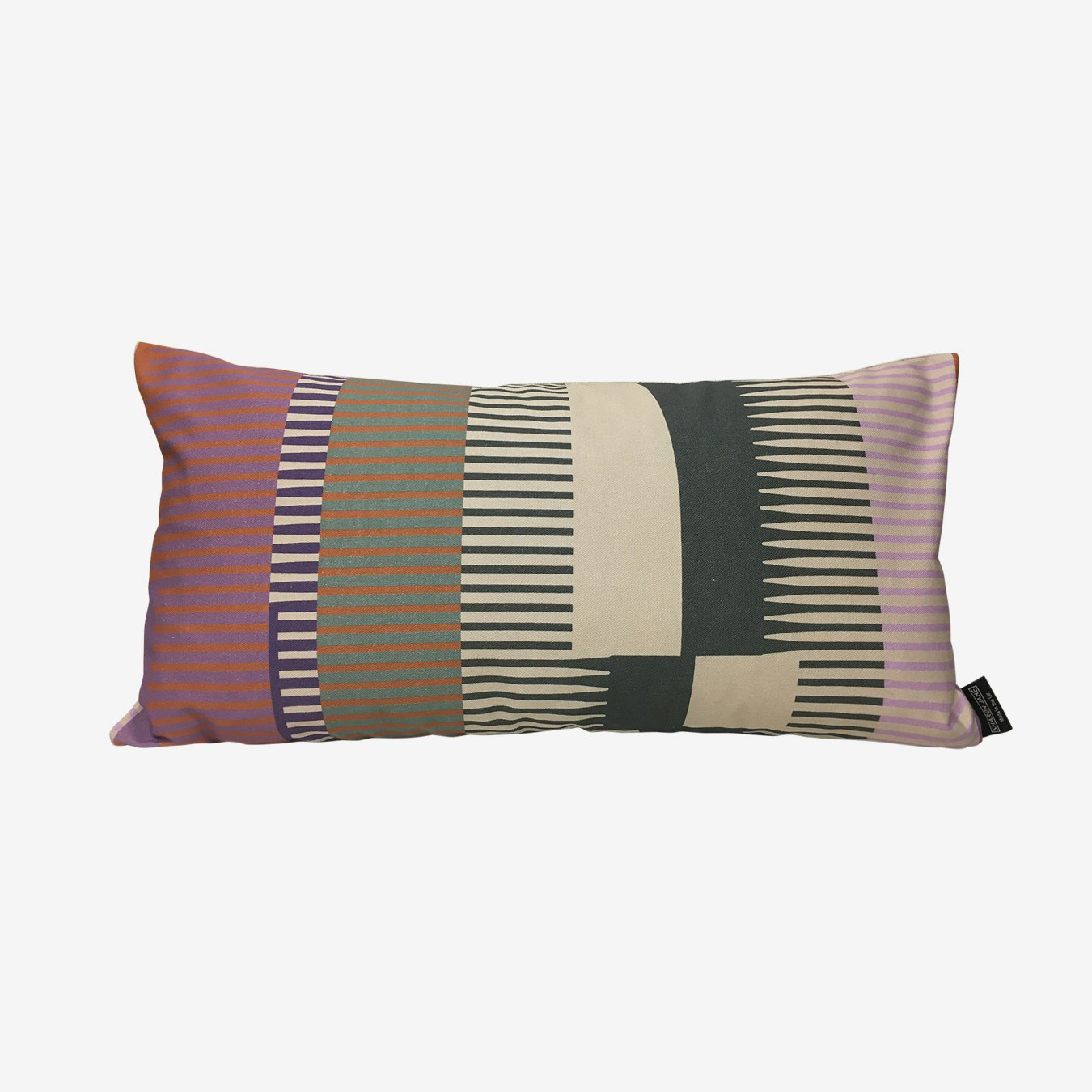 Combed Stripe Oblong Cushion - Raspberry / Lilac / Terracotta by Sharon Jane Interiors