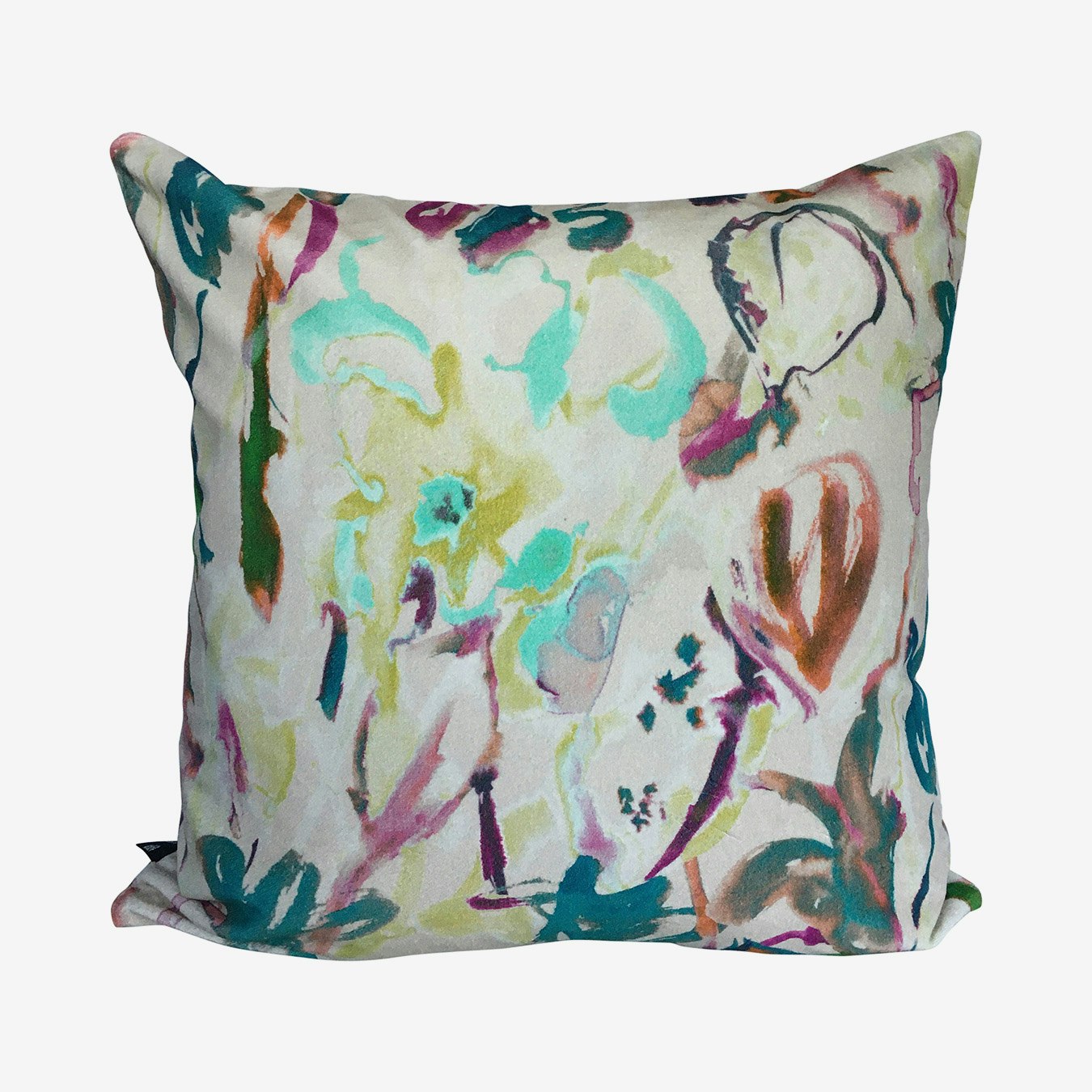 Abstract Floral Cushion - Ivory - Velvet by Sharon Jane Interiors
