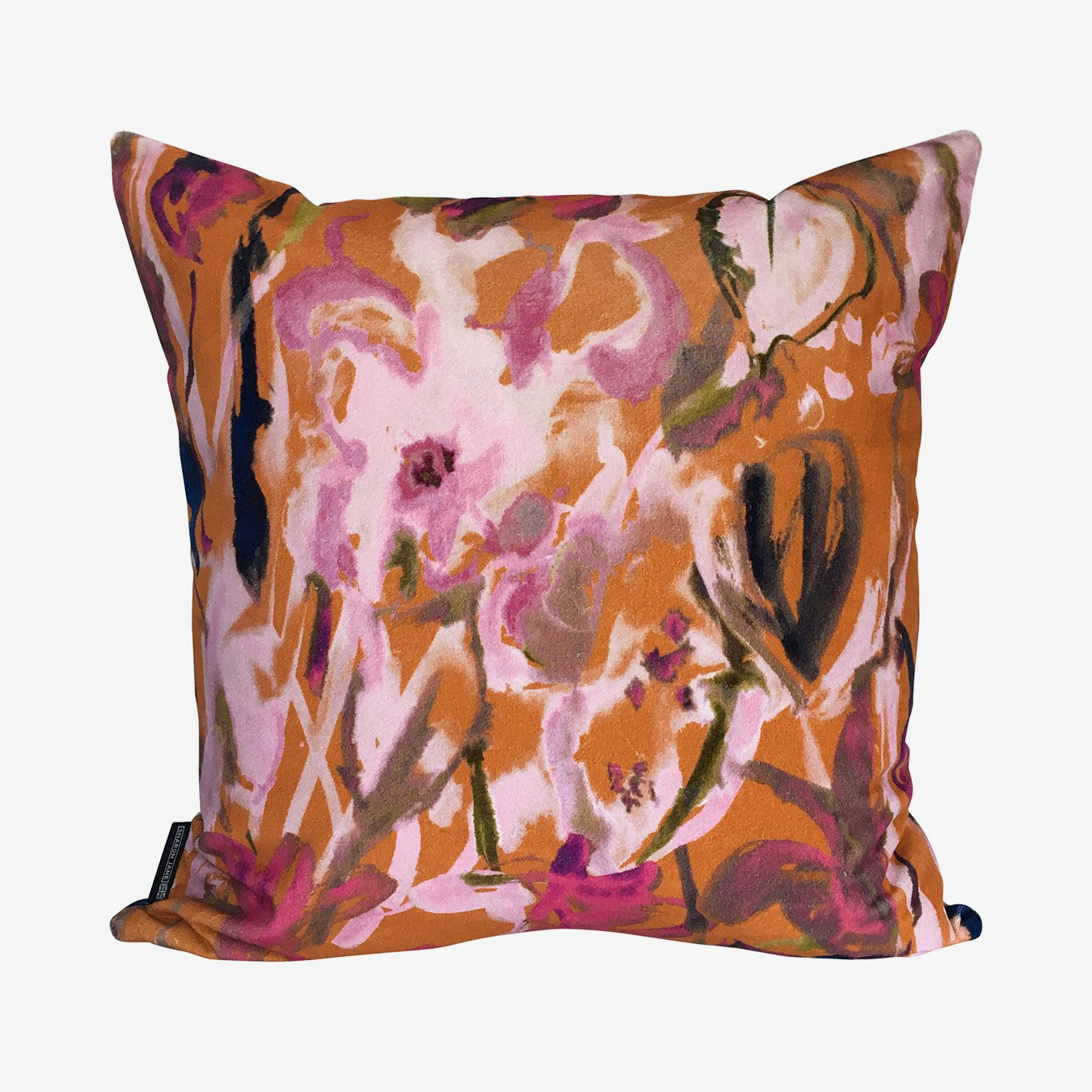 Abstract Floral Cushion - Terracotta - Velvet by Sharon Jane Interiors