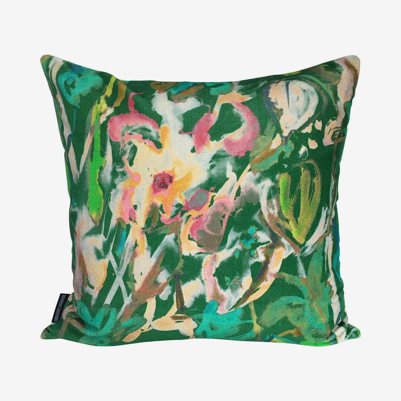 Abstract Floral Cushion - Green - Velvet by Sharon Jane Interiors