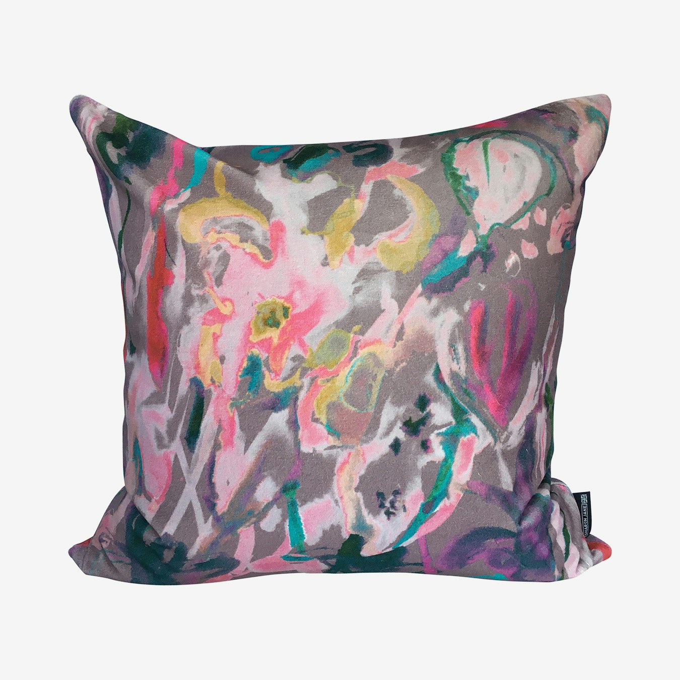 Abstract Floral Cushion - Grey - Velvet by Sharon Jane Interiors