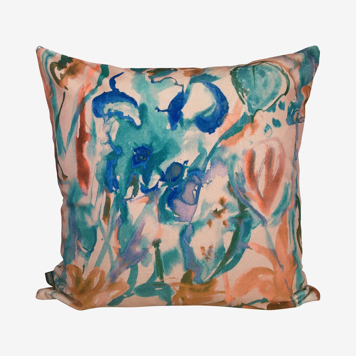 Abstract Floral Cushion - Blush - Velvet by Sharon Jane Interiors