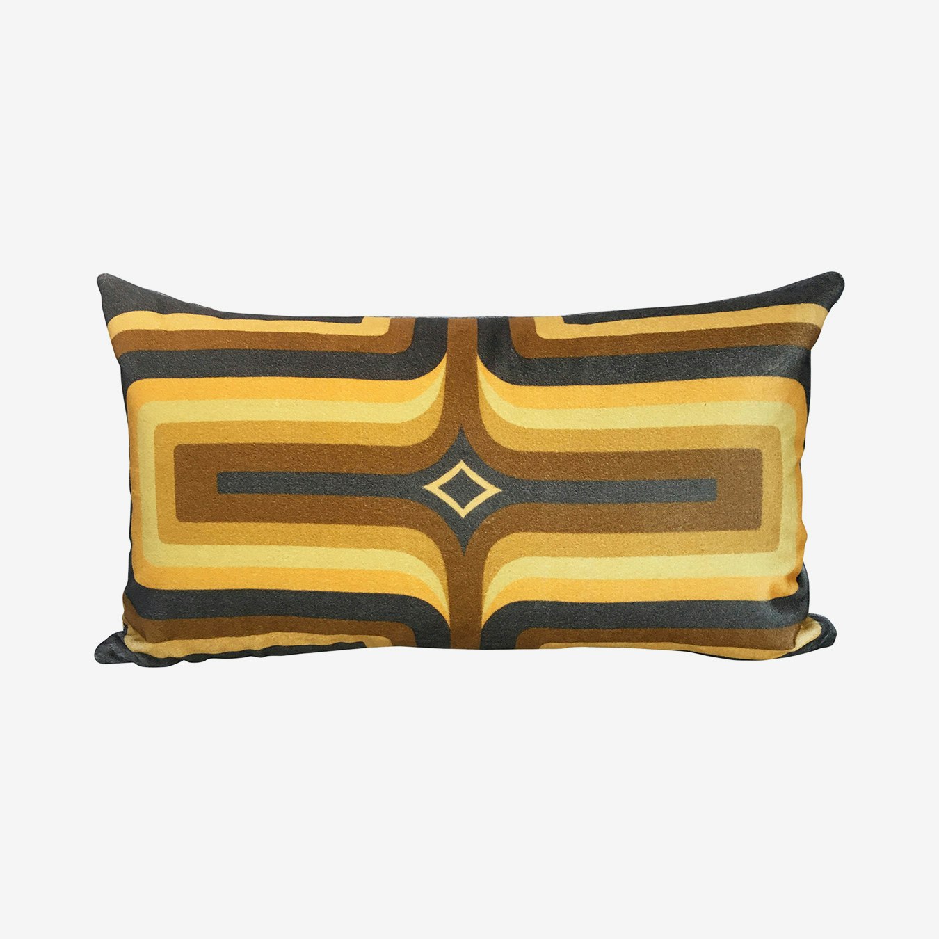 Retro Geometric Cushion - Yellow / Grey - Velvet by Sharon Jane Interiors