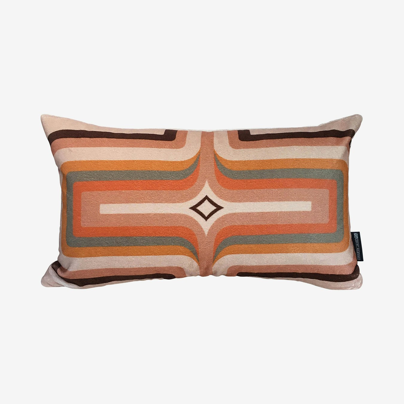Retro Geometric Cushion - Blush - Velvet by Sharon Jane Interiors