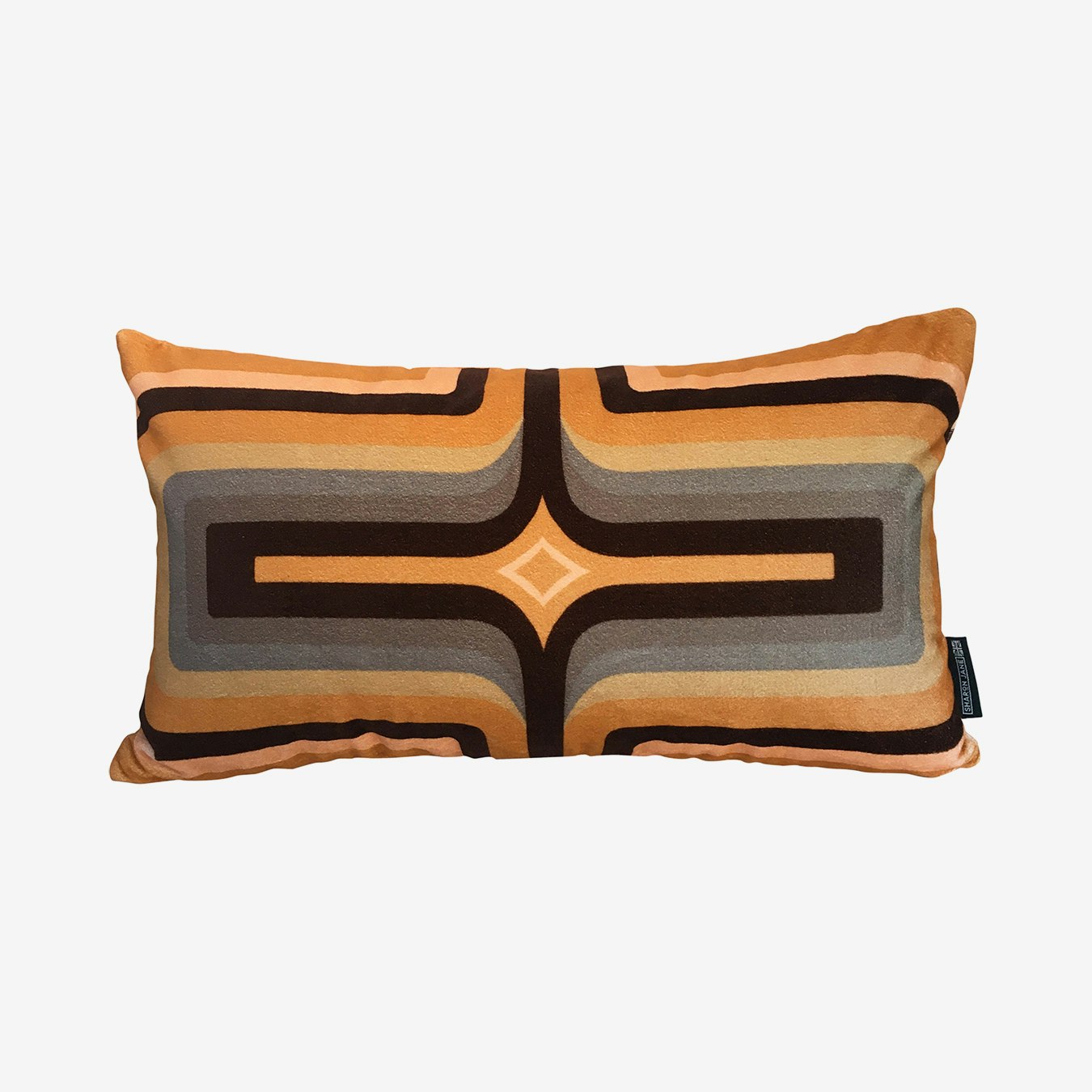 Retro Geometric Cushion - Caramel - Velvet by Sharon Jane Interiors