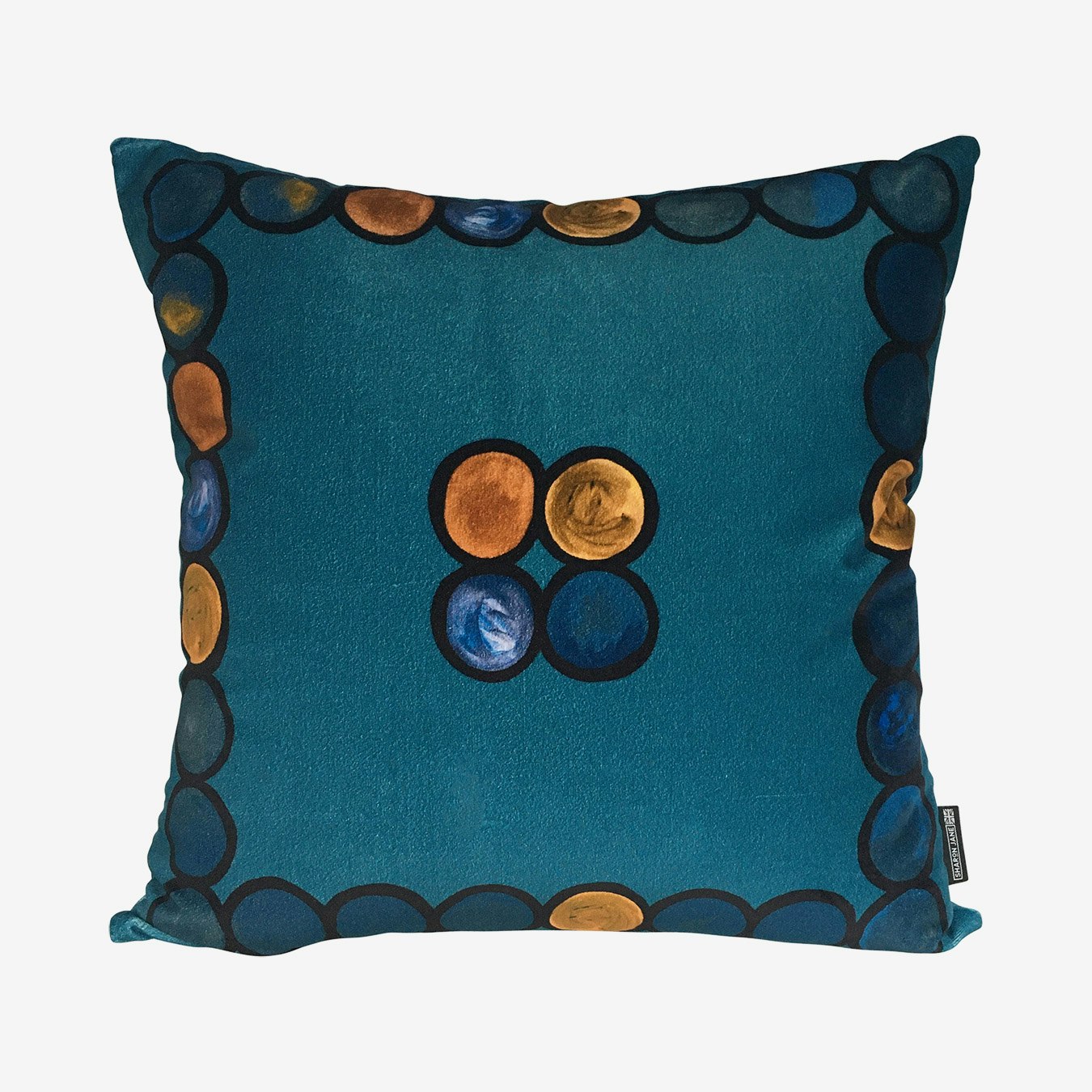 Ombre Circle Cushion - Teal / Cobalt - Velvet by Sharon Jane Interiors