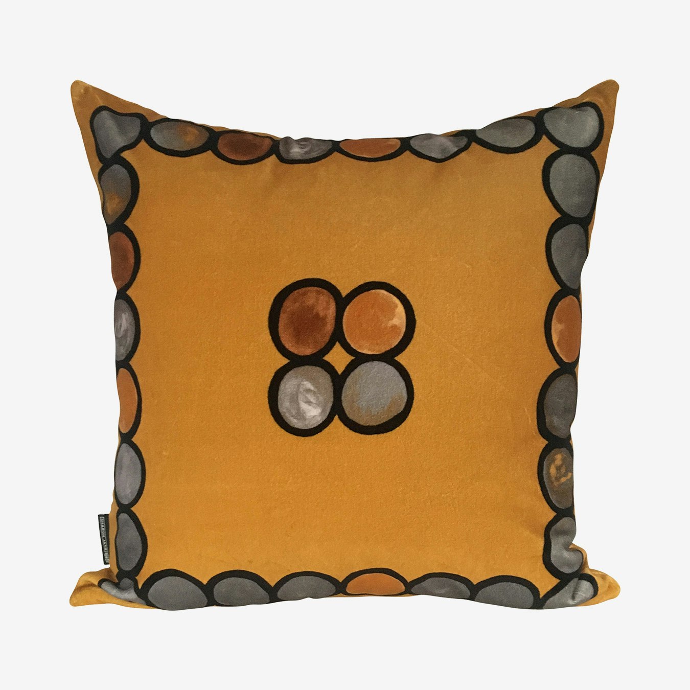 Ombre Circle Cushion - Mustard / Grey - Velvet by Sharon Jane Interiors