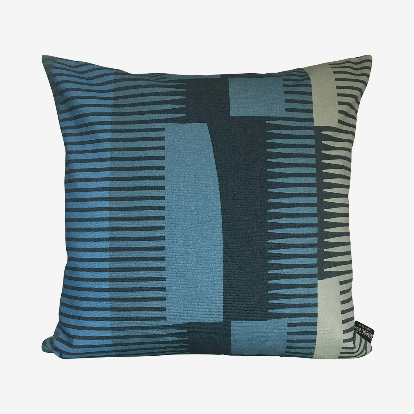 Combed Stripe Square Cushion - Navy / Denim / Grey by Sharon Jane Interiors