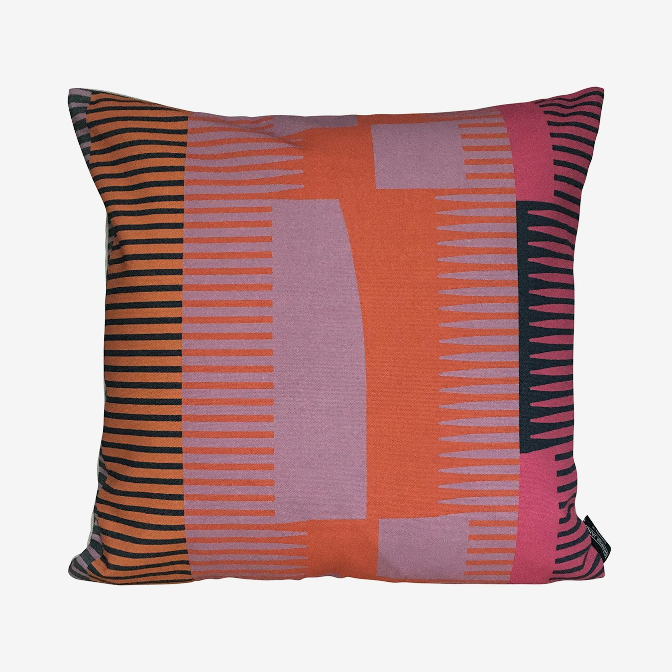 Combed Stripe Square Cushion - Terracotta / Lilac / Pink by Sharon Jane Interiors