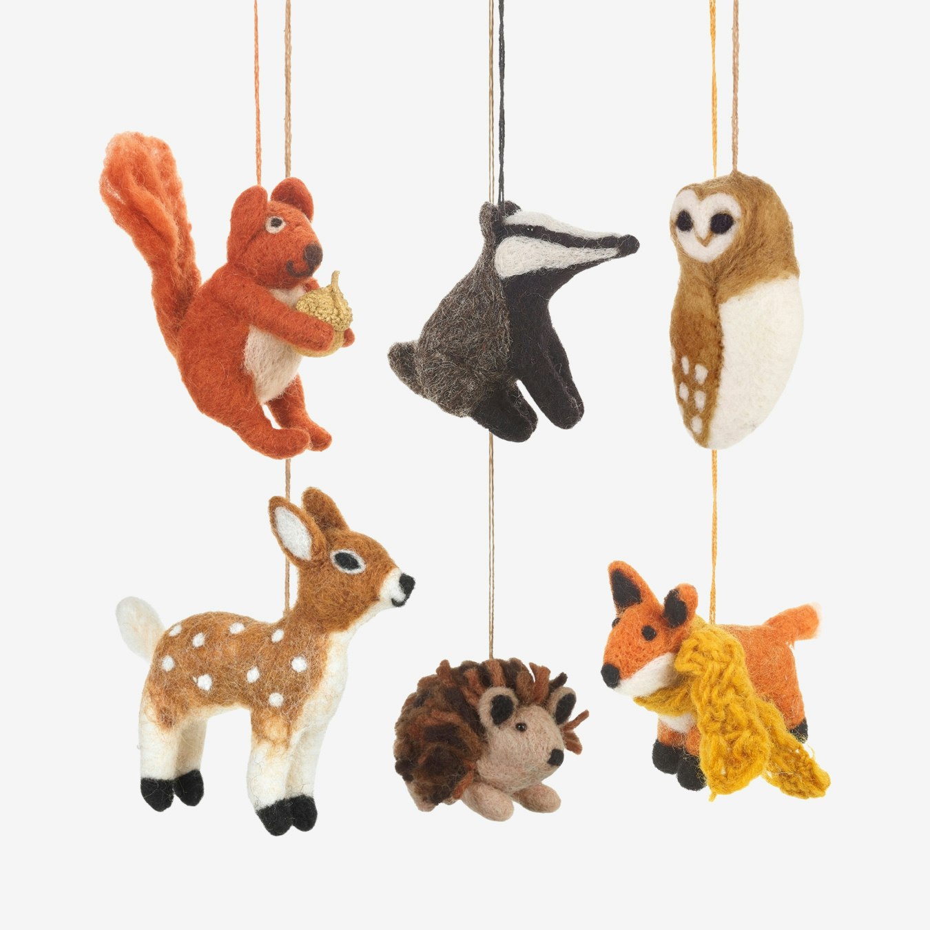 Whimsical Woodland Hanging Decorations - Felt - Set of 6 by Felt So Good