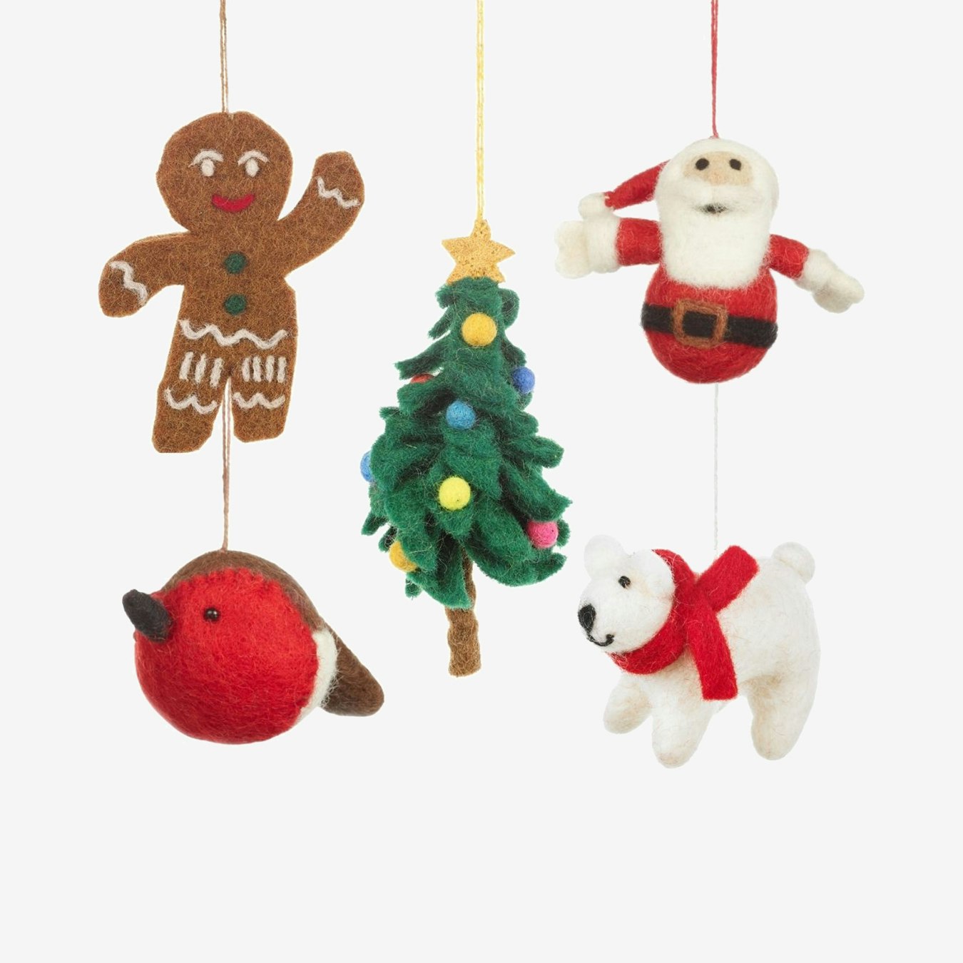 Christmas Essentials Hanging Decorations - Set of 5 by Felt So Good