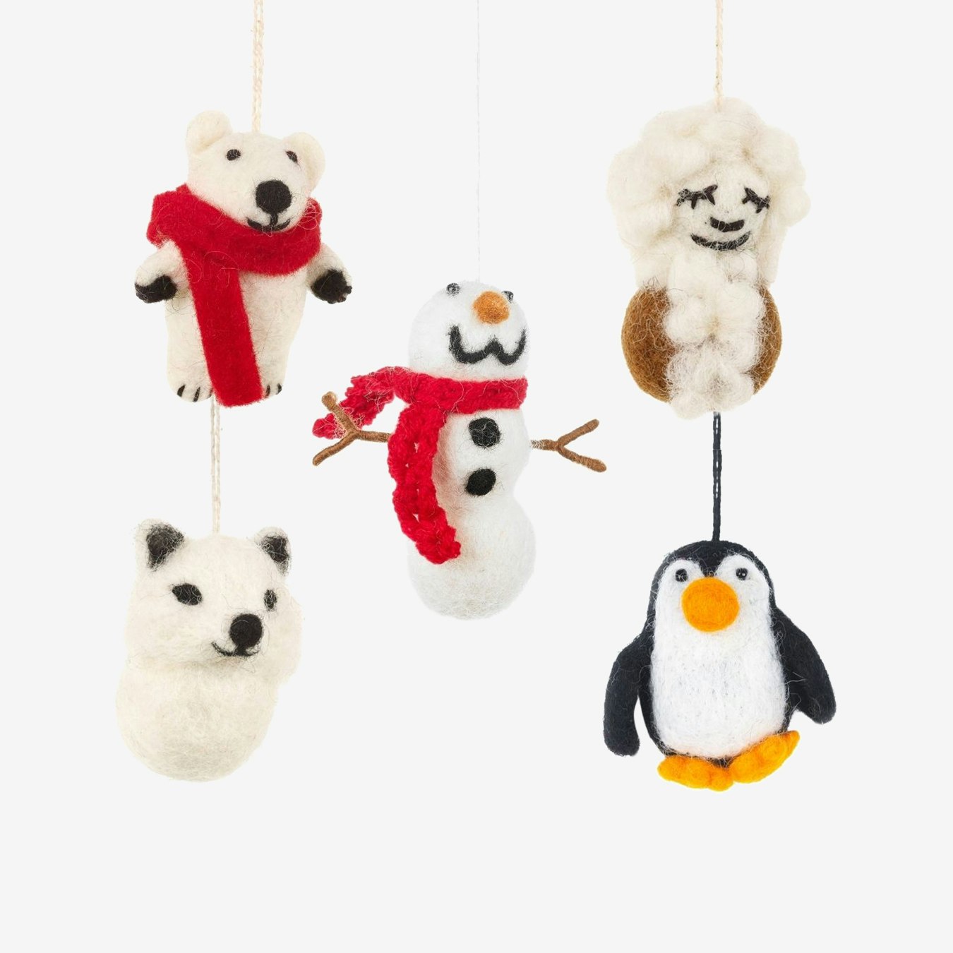 Miniature Arctic Pals Hanging Decorations - Set of 5 by Felt So Good