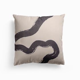 Abstract Brush Stroke 3 In Charcoal Canvas Cushion