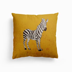 Standing Zebra Canvas Cushion
