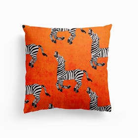 Running Zebras Canvas Cushion