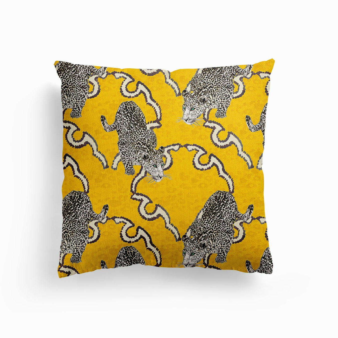 Pouncing Leopards Canvas Cushion by Jessica Russell Flint Design