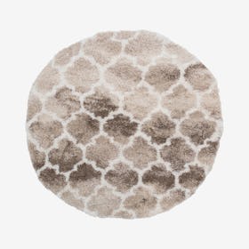 Lux Ava Round Shag Rug - Beige / Ivory