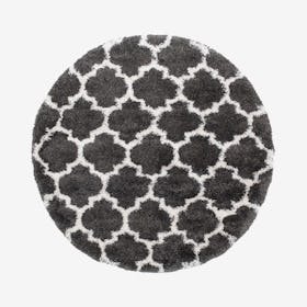 Lux Ava Round Shag Rug - Charcoal / Ivory