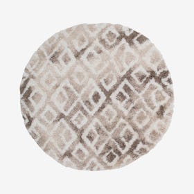 Lux Lauren Round Shag Rug - Beige / Ivory