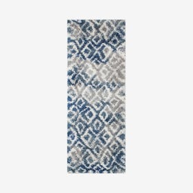 Lux Lauren Shag Runner Rug - Blue / Ivory