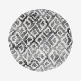 Lux Lauren Round Shag Rug - Charcoal / Ivory