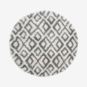 Lux Lauren Round Shag Rug - Ivory / Charcoal
