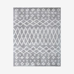 Lux Roy Shag Rug - Silver / Ivory