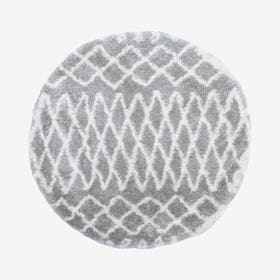 Lux Roy Round Shag Rug - Silver / Ivory