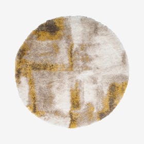 Lux Walsh Round Shag Rug - Beige / Gold