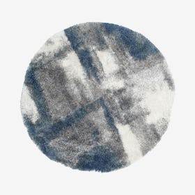 Lux Walsh Round Shag Rug - Blue / Grey