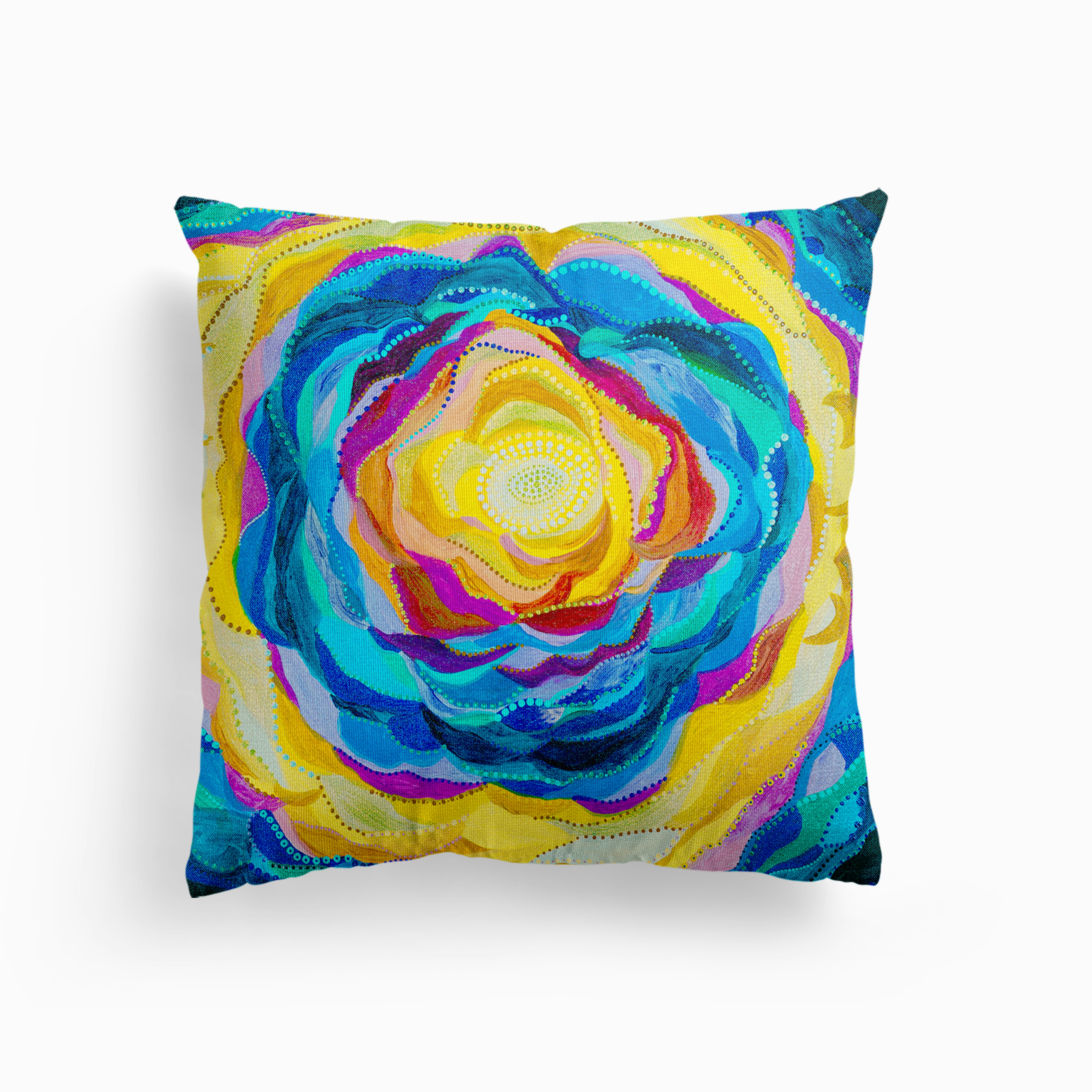 Aura Bloom Canvas Cushion by Amy Diener