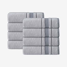Enchasoft Turkish Hand Towels - Silver - Set of 8